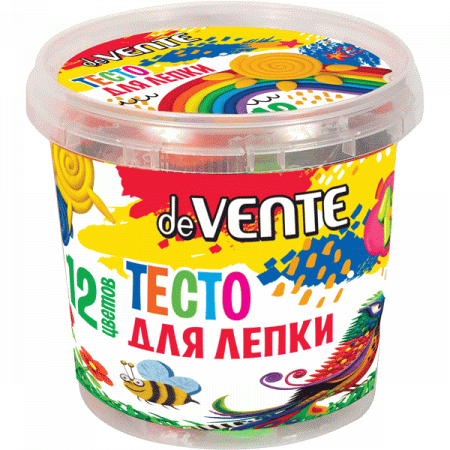 Тесто для лепки "deVENTE", 12 цветов , 360 г, в пластиковом ведерке, 8042006